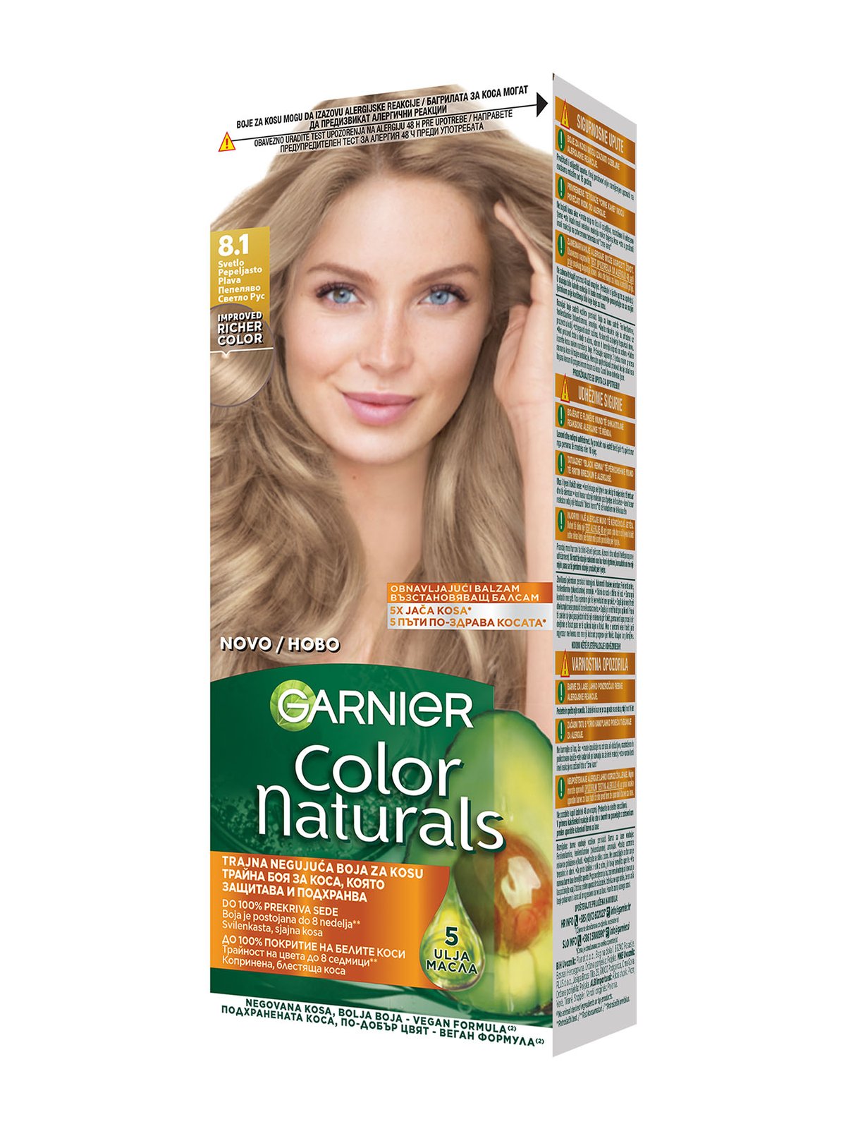 Boja Datul Garnier Color Naturals 8.1 Svetlo pepeljasto plava