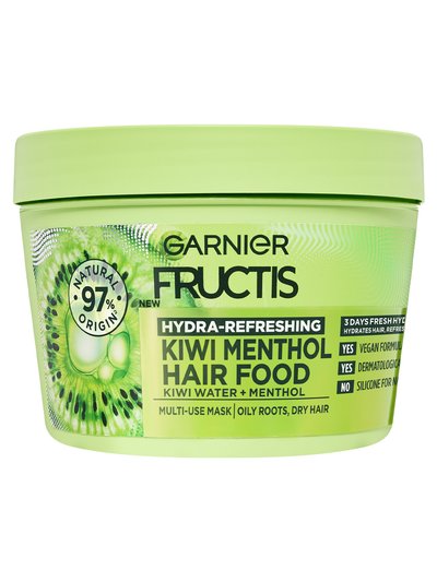 Garnier Fructis Hair Food Kiwi Menthol Maska za kosu koja se brzo masti, suvih krajeva 390ml