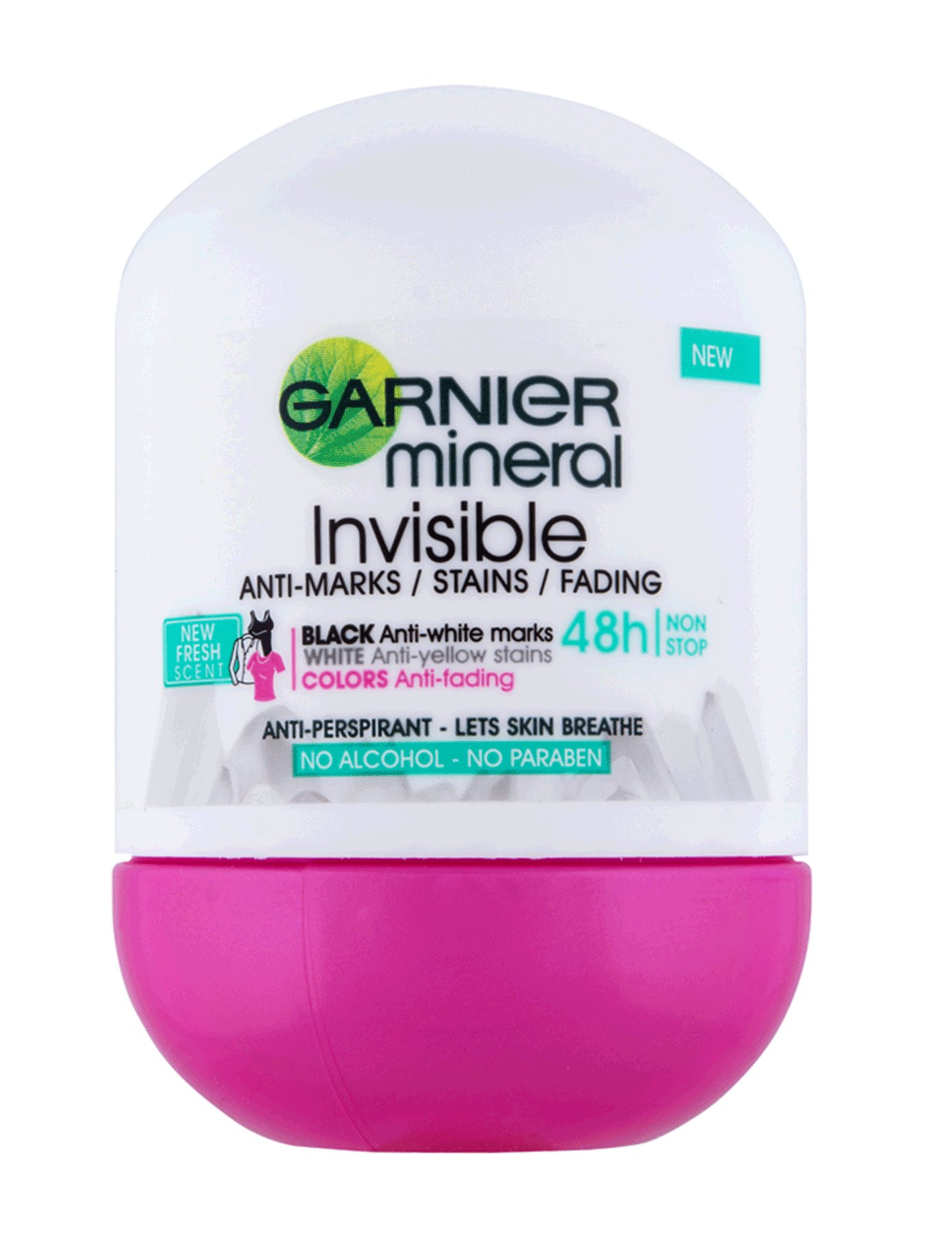 Garnier Mineral Deo Invisible Black, White & Colors Fresh 48h antiperspirant Roll-on 