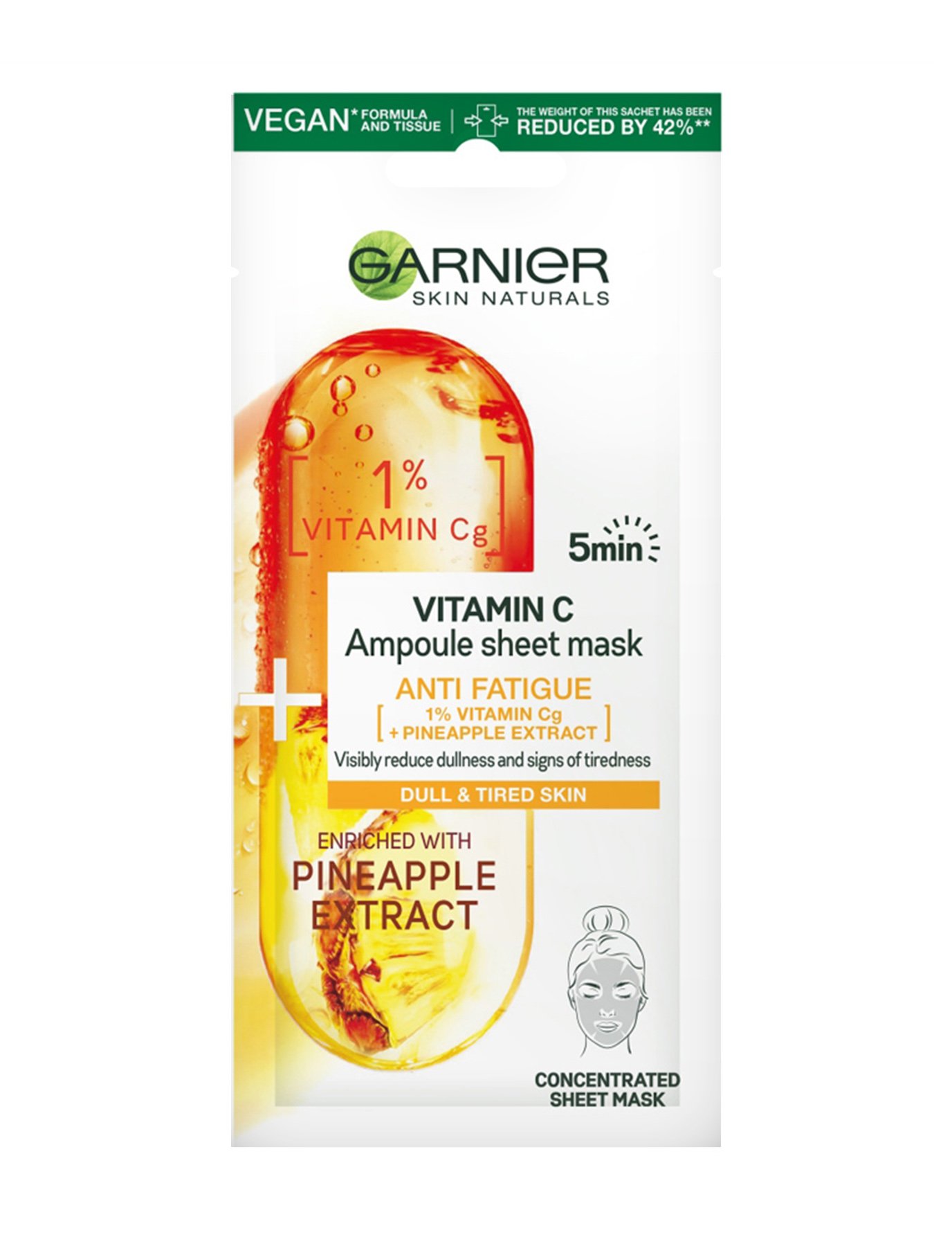 Garnier Skin Naturals maska u maramici sa sadržajem ampule vitamin C za umornu kožu 
